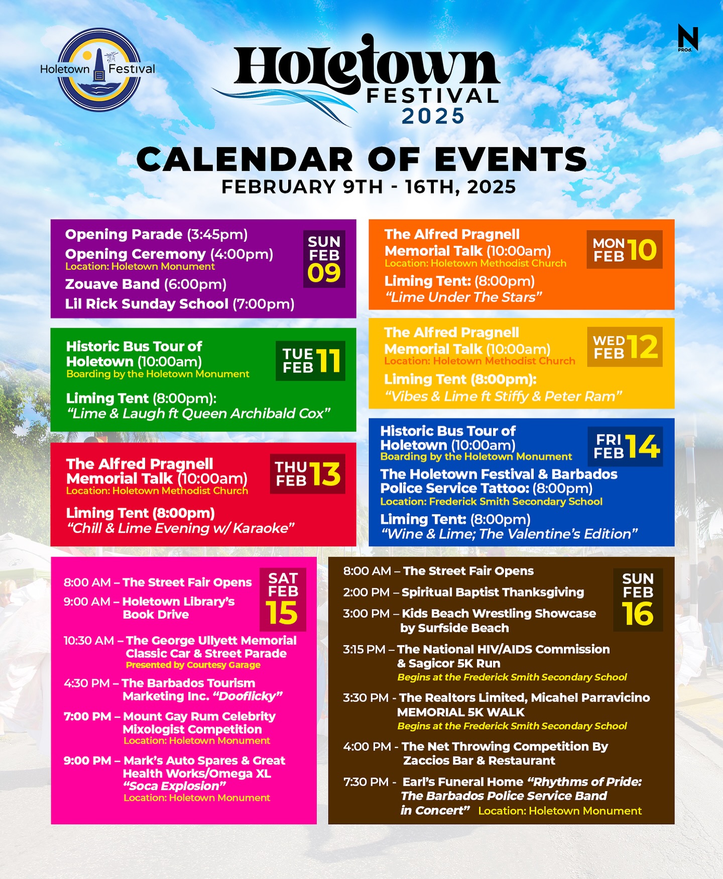 Barbados Holetown Festival calendar of events for 2025