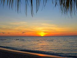 Romantic sunset on a Barbados beach Barbados beach sunset