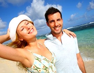 Happy couple on beach Happy couple on beach