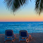 Sunset at a Barbados beach villa