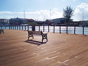 Benches along the Bridgetown Boardwalk
