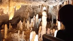 Viewing stalagmites from the tram Viewing stalagmites from the tram
