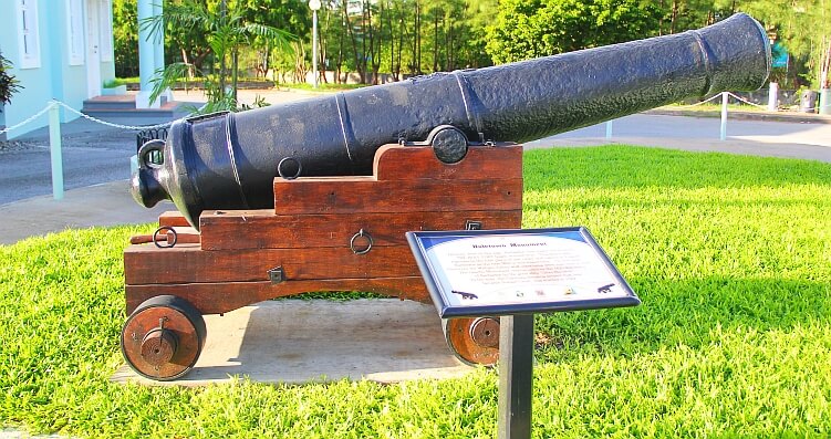 Historic cannon at the Holetown Monument Historic cannon at the Holetown Monument