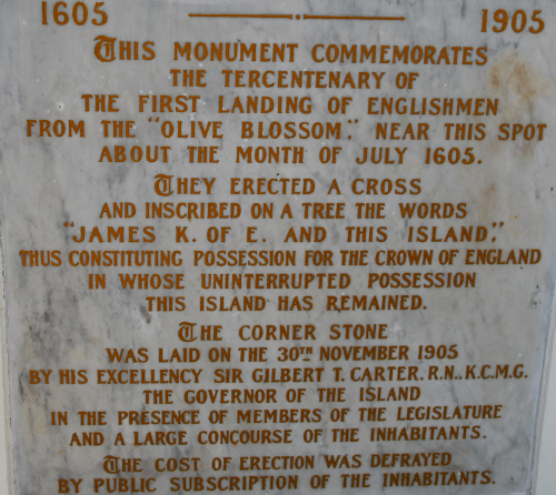 Plaque on the Holetown Monument