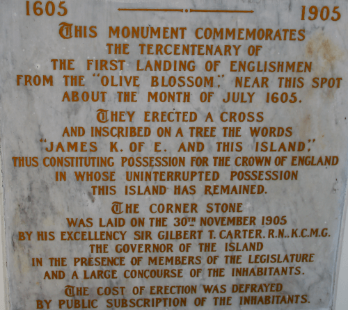 Plaque on the Holetown Monument Plaque on the Holetown Monument