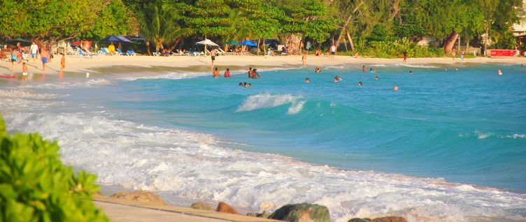 Lively beach at Rockley, Barbados