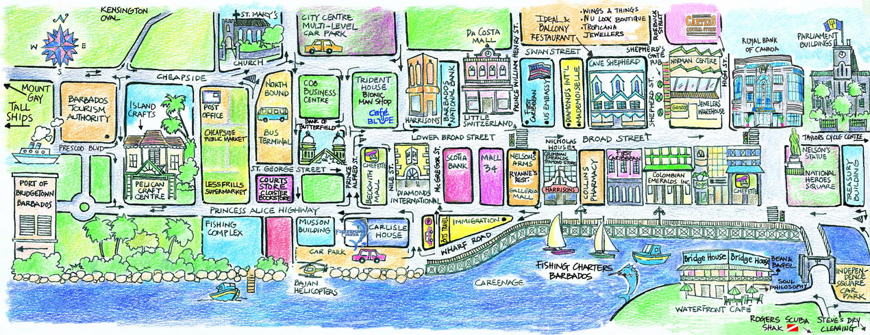 Map of Bridgetown, Barbados